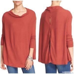Free People Lover Rib Split Back Pullover Tunic Top